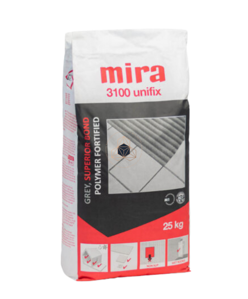 MIRA 3100 UNIFIX – Plytelių klijai,  pagerinto sukibimo, 25kg., C2T